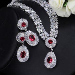 Stunning Dubai Gold Color Cubic Zirconia Heavy Jewellery Set