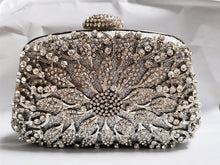 Load image into Gallery viewer, New Style Metallic Hollow Out Crystal Floral Women Evening Clutch Bag