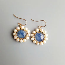 Load image into Gallery viewer, LiiJi Natural Kyanite Freshwater Pearl Vintage Style Drop Earrings