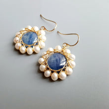 Load image into Gallery viewer, LiiJi Natural Kyanite Freshwater Pearl Vintage Style Drop Earrings