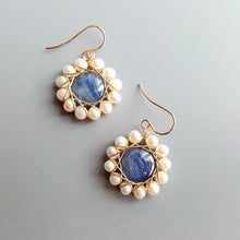 Load image into Gallery viewer, LiiJi Natural Kyanite Freshwater Pearl Vintage Style Drop Earrings