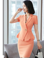 Load image into Gallery viewer, Formal Uniform Styles Blazers Suits Two Piece With Tops and Skirt For Ladies Office Work Wear Professional Summer Blazer Sets