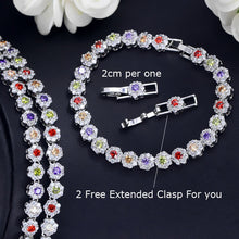 Load image into Gallery viewer, CWWZircons 3 Pcs CZ Green Crystal Bracelet Necklace and Earrings Sets