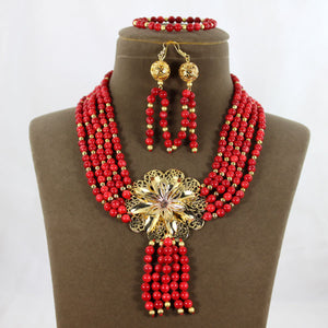 Nigerian Coral Beads Jewelry Set