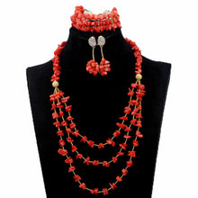 Load image into Gallery viewer, Elegant Women Chunky Flowers Pendant Necklace Jewelry Set Real Coral Beads