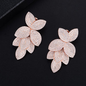 Petals Pierced Drop Earrings For Women Wedding Bridal Jewelry