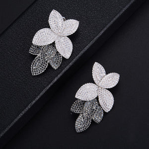 Petals Pierced Drop Earrings For Women Wedding Bridal Jewelry