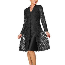 Load image into Gallery viewer, Bonnie Thea Women&#39;s Long Sleeve Two-Piece Lace Dress lady Elegant Black Party Dress Vestido Women Spring Dress 2019