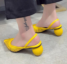Load image into Gallery viewer, Roman openwork mesh high heels thick with shallow mouth