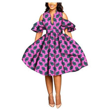 Load image into Gallery viewer, 2019 African print dresses for women ankara fabric dashiki dress Petal Sleeve party wedding A-line dress AFRIPRIDE S1825033