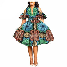 Load image into Gallery viewer, 2019 African print dresses for women ankara fabric dashiki dress Petal Sleeve party wedding A-line dress AFRIPRIDE S1825033