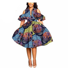 Load image into Gallery viewer, 2019 African print dresses for women ankara fabric dashiki dress Petal Sleeve party wedding A-line dress AFRIPRIDE S1825033