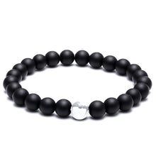 Load image into Gallery viewer, Couple Bracelet 8mm Black White Natural Lava Stones Beads