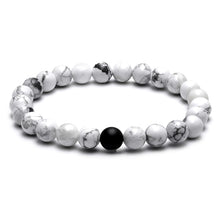 Load image into Gallery viewer, Couple Bracelet 8mm Black White Natural Lava Stones Beads