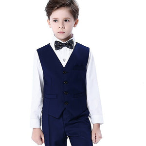 Children Dress Wedding Suit Vest Sets Flower Boys Vest Piano Performance Party Host Costume Kids Vest Shirts Pants Bowtie Outfit