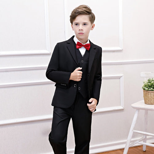 Formal Striped Boys Suit Jacket+Shirt+Pants+Vest