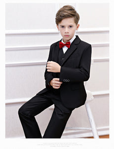 Formal Striped Boys Suit Jacket+Shirt+Pants+Vest