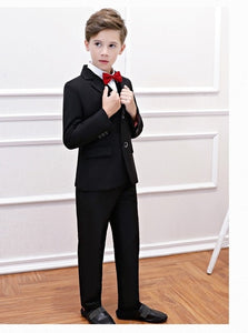 Formal Striped Boys Suit Jacket+Shirt+Pants+Vest