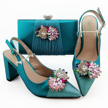 Load image into Gallery viewer, Sky blue Color Shoes With Matching Bags Set Italian Handbag