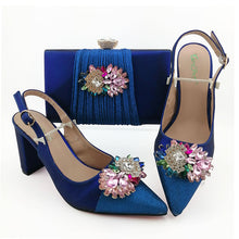 Load image into Gallery viewer, Sky blue Color Shoes With Matching Bags Set Italian Handbag