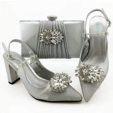 Load image into Gallery viewer, Sky blue Color Shoes With Matching Bags Set Italian Handbag