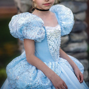 cinderella  Blue Queen Princess Dress up  Christmas Party Sequined Cosplay