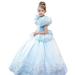 cinderella  Blue Queen Princess Dress up  Christmas Party Sequined Cosplay