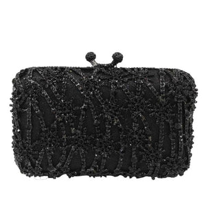 Boutique De FGG Hollow Out Flower Clutch Minaudiere Bag Women Crystal Evening Bags Wedding Party Dinner Floral Handbags Purses