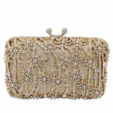 Load image into Gallery viewer, Boutique De FGG Hollow Out Flower Clutch Minaudiere Bag Women Crystal Evening Bags Wedding Party Dinner Floral Handbags Purses