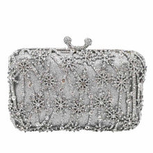 Load image into Gallery viewer, Boutique De FGG Hollow Out Flower Clutch Minaudiere Bag Women Crystal Evening Bags Wedding Party Dinner Floral Handbags Purses