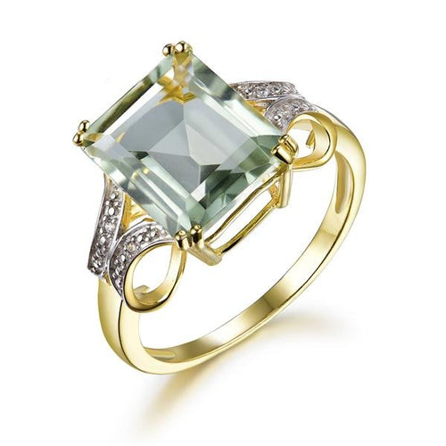 TBJ,new design green amethyst rings  prasiolite rings natural gemstone