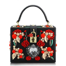 Load image into Gallery viewer, PU Embroidery Red Rose Flower Beaded Fashion Women Shoulder Handbags