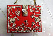 Load image into Gallery viewer, PU Embroidery Red Rose Flower Beaded Fashion Women Shoulder Handbags