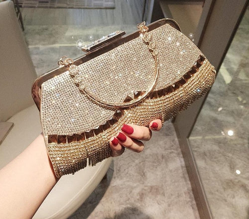 Rhinestones Tassel Clutch  Elegant Bag