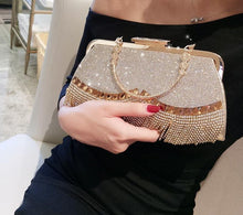 Load image into Gallery viewer, Rhinestones Tassel Clutch  Elegant Bag