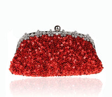 Load image into Gallery viewer, New Design Red Clutch Stylish Beaded Sequined Bride Party Purse Makeup Bag