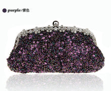 Load image into Gallery viewer, New Design Red Clutch Stylish Beaded Sequined Bride Party Purse Makeup Bag