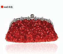 Load image into Gallery viewer, New Design Red Clutch Stylish Beaded Sequined Bride Party Purse Makeup Bag