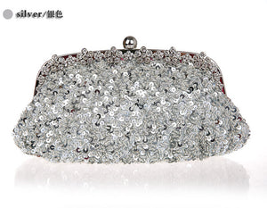 New Design Red Clutch Stylish Beaded Sequined Bride Party Purse Makeup Bag