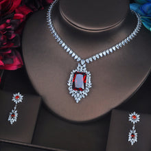 Load image into Gallery viewer, HIBRIDE Luxury Red Crystal CZ Stone Jewelry Sets For Women Bride Necklace Set Wedding  Dress Accessories Wholesale Price N-387