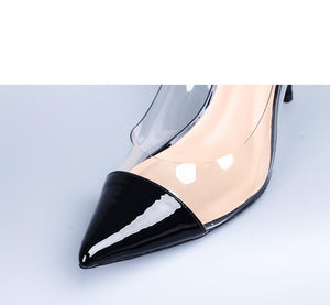 She ERA 2019 NEW Fashion Women High Heels Patent Leather&PVC Transparent Women Pumps Sexy Women Party Shoes 6/8/10CM Heel Sandal