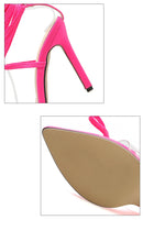Load image into Gallery viewer, JINJOE Shoes Women Cross-tied Sandals Rome Heels Sexy pumps Stiletto Gladiator Fluorescent green pink Plus large size 43 Nylon
