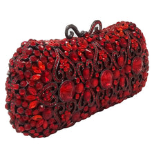 Load image into Gallery viewer, Boutique De FGG Red Ruby Crystal Diamond Women Metal Evening Clutches Bags Wedding Minaudiere Clutch Bridal Handbags Purses