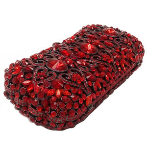 Boutique De FGG Red Ruby Crystal Diamond Women Metal Evening Clutches Bags Wedding Minaudiere Clutch Bridal Handbags Purses