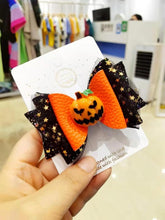 Load image into Gallery viewer, Thumbelina Halloween Party Bows Hairgrip Glitter Hair Bows with Clip Dance Party Bow Hair Clip Girls Hairpins Hair Accessories