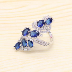 925 Silver Jewelry Sets For Women Royal Blue Semi-precious Earrings Bracelet Rings Necklace Pendant Wedding Jewelry Gift Box