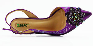 Purple color Fashion Italian Shoes With Matching Clutch Bag Hot African Big Wedding With High Heel Sandals and Bag Set