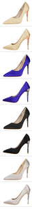 Elegant Metal Carved Heels Women Pumps 2019 High Quality Fashion Sexy Silk High Heels 13 Color 10cm Shoes Woman Wedding Shoes