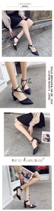 2019 New Hot Summer Women Shoes Pointed Toe Pumps Dress High Heels Boat Wedding Tenis Feminino  Zapatos De Mujer  Cross-tied