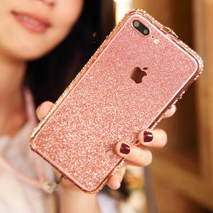 for iPhone 11 Pro Max Case Xs Max Xr X 10 8 7 6 Plus Luxury Bling Diamond Metal Bumper Glitter Stick Cover Girl Women Rhinestone